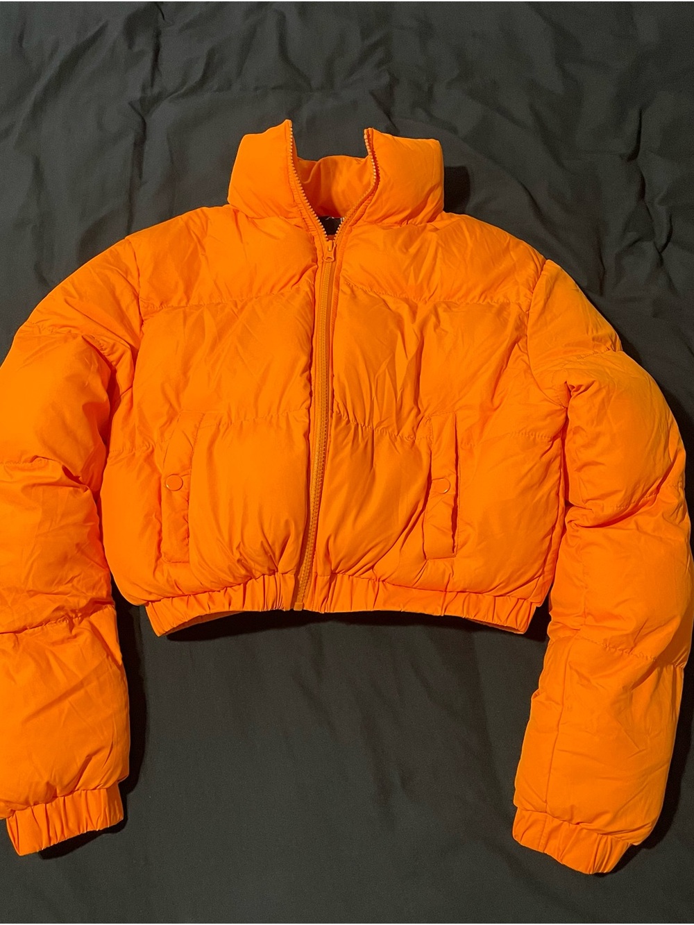 Women's Orange Cropped Puffer- Size Small